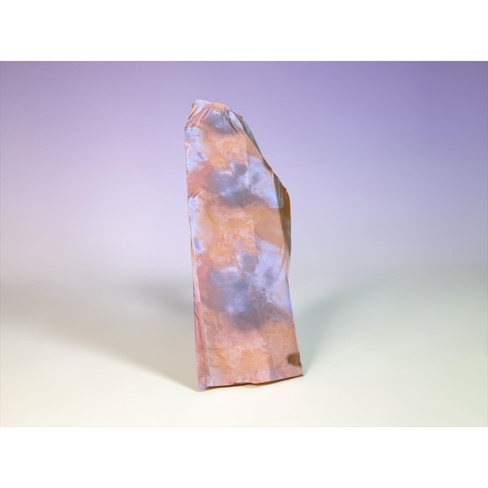 Zuda Watercolor TieDye Crop Leggings Women's Large Peach Lavender Athleisure EUC